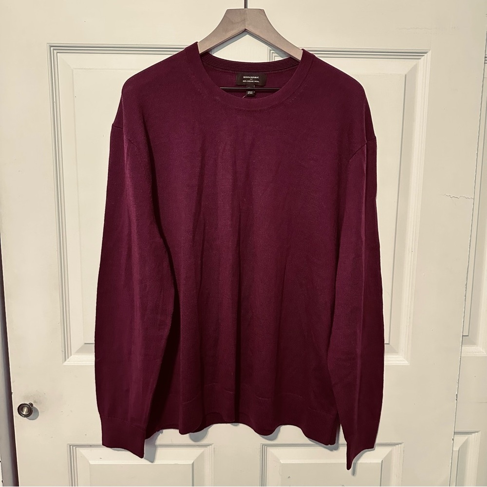 Banana Republic | Sweater | Merino Wool Sweater | Bright Wine Preppy Office Wear - Picture 1 of 6